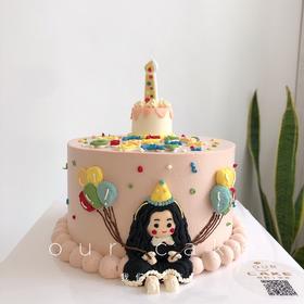 女生侧面手绘复古蛋糕-低糖处理无添加