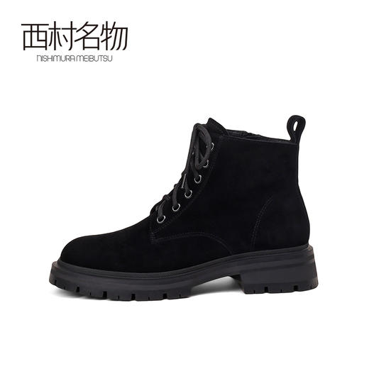 西村名物2021秋冬新款磨砂真皮马丁靴女厚底增高短靴英伦风T21DS43761 商品图1