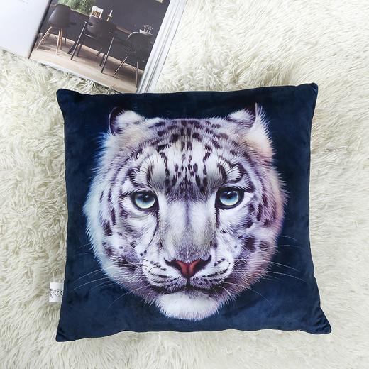 雪豹汽车靠枕pp棉沙发简约毛绒可拆洗抱枕护腰靠垫 商品图2