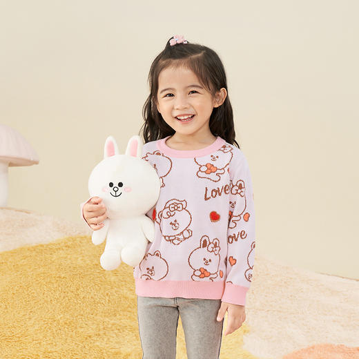 英氏-童衣类（秋）E1连毛圆领淡天堂粉100CM 商品图1