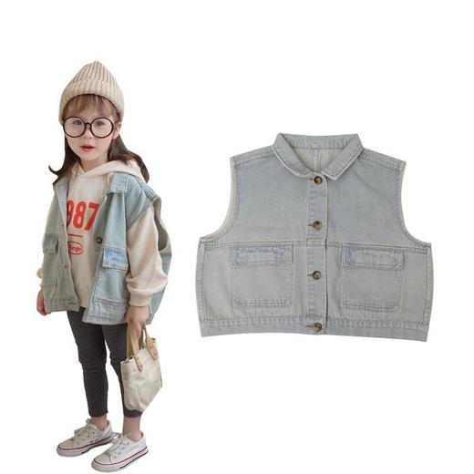 马甲女童儿童马甲宝宝春秋外穿洋气上衣女童早秋衣服小女孩牛仔外 商品图4