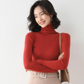 【都市摩登 温柔治愈系】2021秋冬新款韩版修身百搭高领针织衫堆堆领打底毛衣女