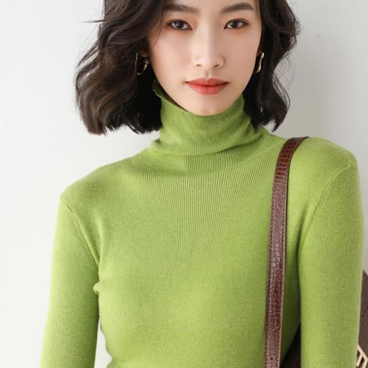 【都市摩登 温柔治愈系】2021秋冬新款韩版修身百搭高领针织衫堆堆领打底毛衣女 商品图1