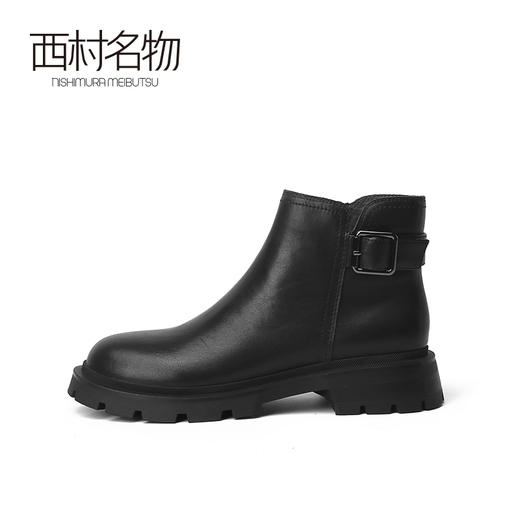 西村名物2021秋冬新款显瘦短筒切尔西靴英伦风厚底真皮短靴T21DS44211 商品图1