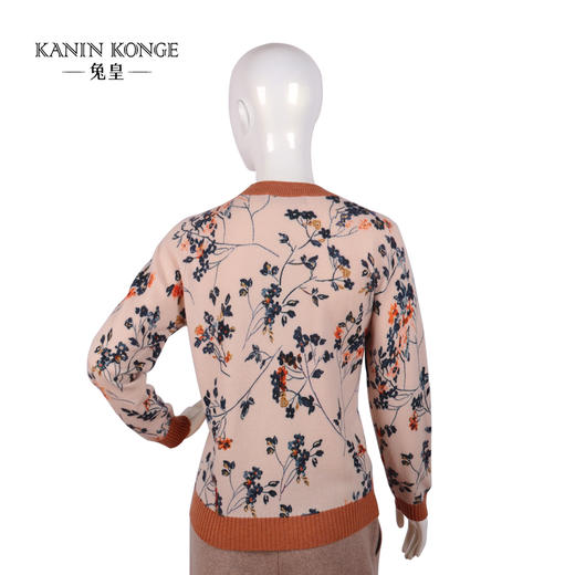 兔皇羊绒圆领印花女套衫TTA212588 商品图1