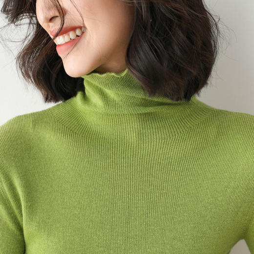 【都市摩登 温柔治愈系】2021秋冬新款韩版修身百搭高领针织衫堆堆领打底毛衣女 商品图12