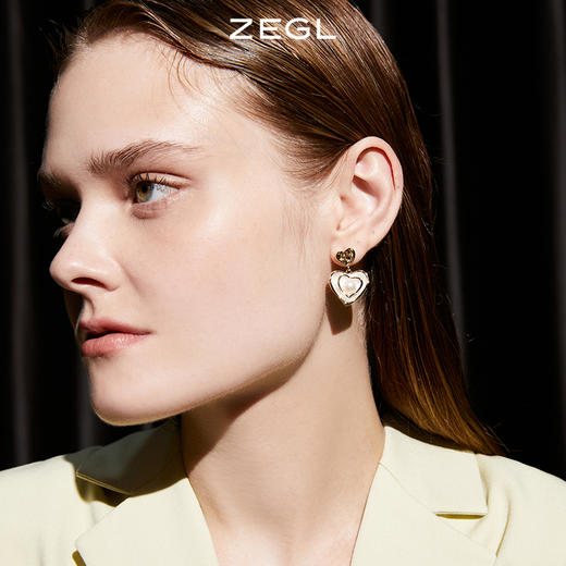 ZEGL设计师爱心耳环女高级感轻奢复古人造珍珠耳钉925银针耳饰品 商品图1