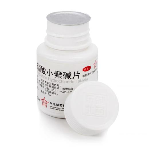 KJ 盐酸小檗碱片0.1g*100片  (黄连素  拉肚子  胃肠炎） 商品图2