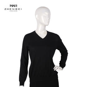 珍贝精纺羊绒一体成型V领女衫55342