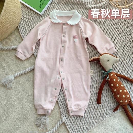 春秋薄款婴儿纯棉衣服新生儿夹棉哈衣爬服男女宝宝厚棉连体衣 商品图1