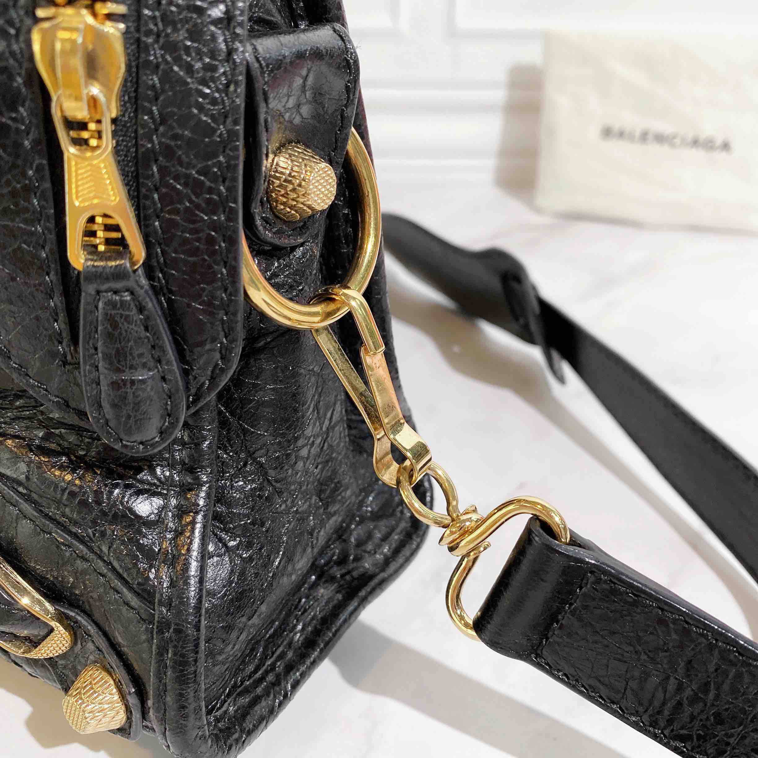 巴黎世家 city 黑金 mini 机车包