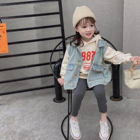 马甲女童儿童马甲宝宝春秋外穿洋气上衣女童早秋衣服小女孩牛仔外