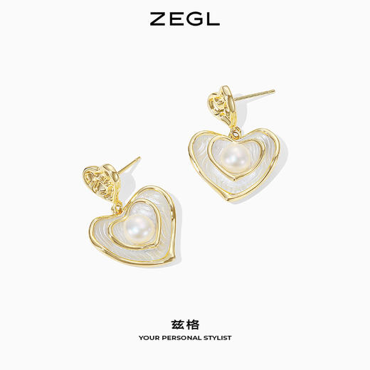 ZEGL设计师爱心耳环女高级感轻奢复古人造珍珠耳钉925银针耳饰品 商品图6