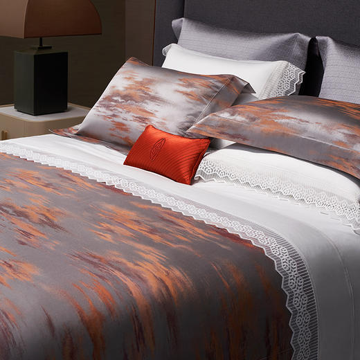 whinny/惠谊 意大利进口长绒棉全棉贡缎色织提花四件套 初霞 商品图2