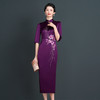 上海旗袍厂NBL-NC20254 紫色醋酸旗袍高贵年轻婚宴装婚宴喜宴喜婆婆参加婚礼礼服秋款 商品缩略图0
