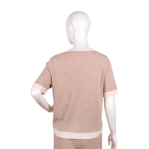 兔皇羊绒圆领嵌花短袖女套衫TTA212274 商品图1