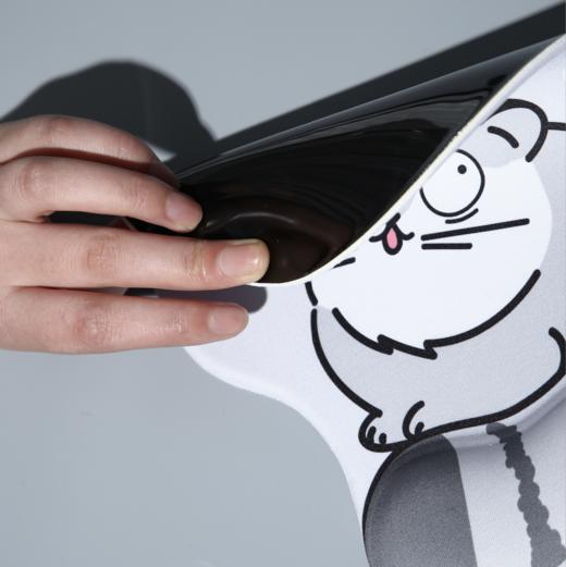 可爱卡通兔狲舒适鼠标垫 护腕 商务办公加厚大号桌垫 灰色 商品图4