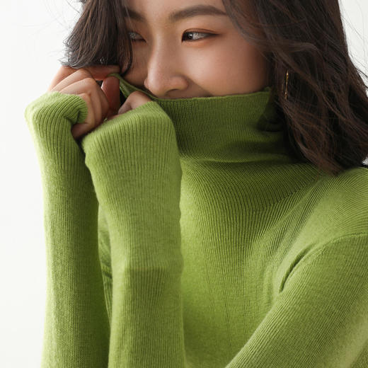 【都市摩登 温柔治愈系】2021秋冬新款韩版修身百搭高领针织衫堆堆领打底毛衣女 商品图13