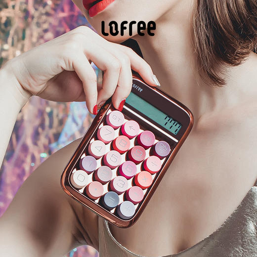 洛斐糖豆计算器EH113P玫瑰金可爱女时尚个性创意迷你小号便携机械键盘青轴打字机复古风 商品图4