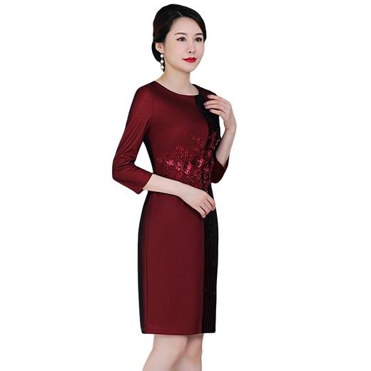 上海旗袍厂NBL-NG60826 高贵喜婆婆婚宴装小个子旗袍裙秋季时尚钉珠婚礼礼服年轻洋气 商品图2