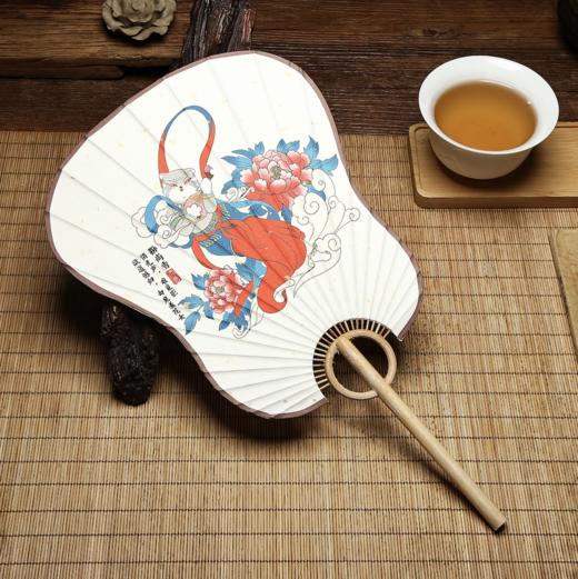 兔狲中国风古典飞天系列长柄手工宣纸团扇 商品图2