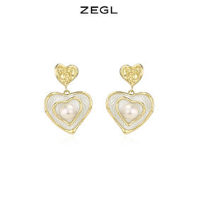 ZEGL设计师爱心耳环女高级感轻奢复古人造珍珠耳钉925银针耳饰品
