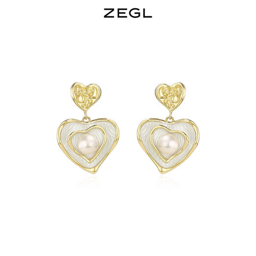 ZEGL设计师爱心耳环女高级感轻奢复古人造珍珠耳钉925银针耳饰品 商品图0