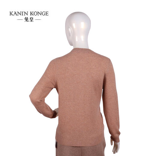 兔皇羊绒圆领撞色印花女开衫TTA212584 商品图1