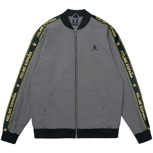 卡尔美运动休闲外套春秋季男士开衫拉链字母纯色夹克 商品图4