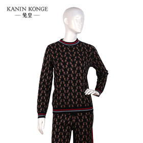 兔皇羊绒高圆领提花女套衫T81668