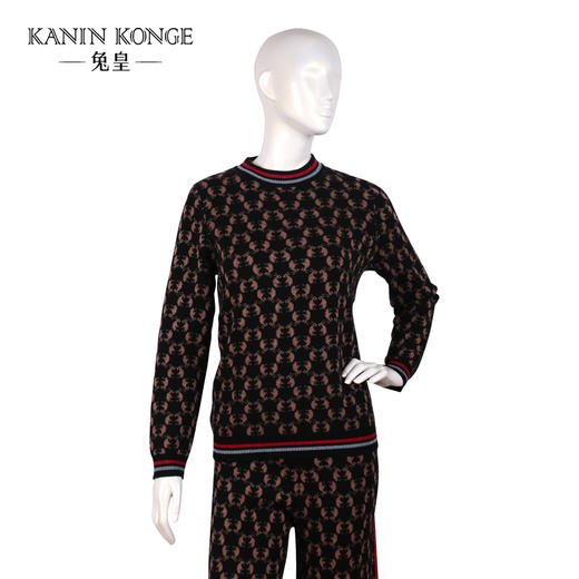 兔皇羊绒高圆领提花女套衫T81668 商品图0