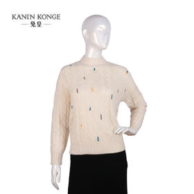 兔皇羊绒直出半高领绣花女套衫TTC215502