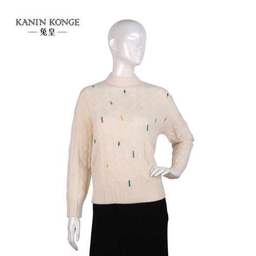 兔皇羊绒直出半高领绣花女套衫TTC215502 商品图0