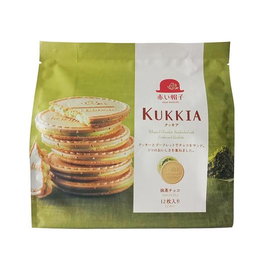 日本红帽子kukkia法式薄饼102g袋2袋抹茶牛奶夹心饼干酥脆的口感中间