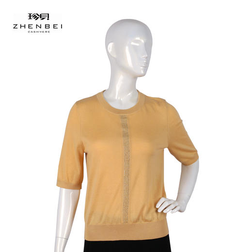 珍贝丝绒烫饰女中袖66776 商品图0