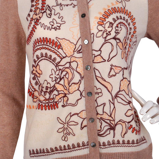 兔皇羊绒圆领撞色印花女开衫TTA212584 商品图2