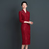 上海旗袍厂NBL-NZ340 冬季旗袍后开衩长袖改良婚宴装加绒加厚年轻款喜宴礼服 商品缩略图1