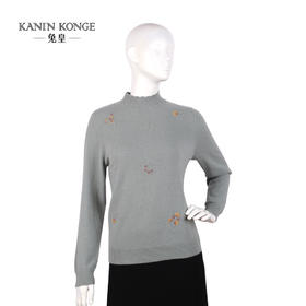兔皇羊绒半高领绣花女套衫TTA212156