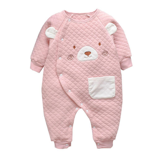 新生儿秋季新款婴儿连体夹丝棉爬服 洋气可爱小熊卡通哈衣 商品图4