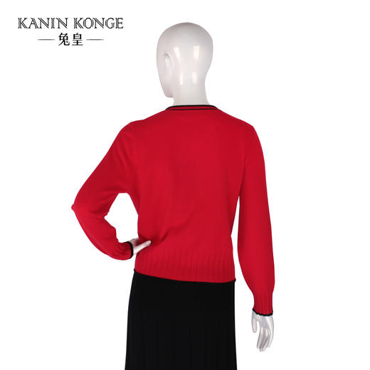 兔皇羊绒圆领撞色女开衫TTA202232 商品图1