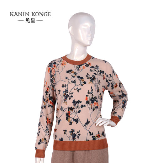 兔皇羊绒圆领印花女套衫TTA212588 商品图0