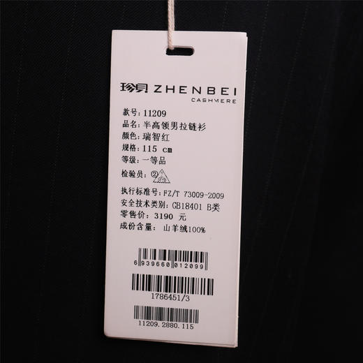 珍贝半高领男拉链衫11209 商品图2