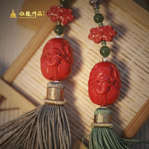 促销-流苏滑绳朱砂象鼻挂件 商品图0