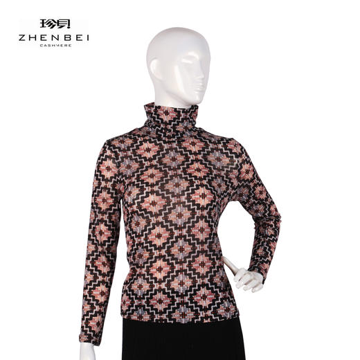 珍贝羊毛高领印花女衫H63019 商品图0