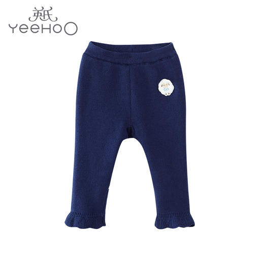 英氏-童衣类（秋）E1英毛打底裤深海滨蓝100CM 商品图0