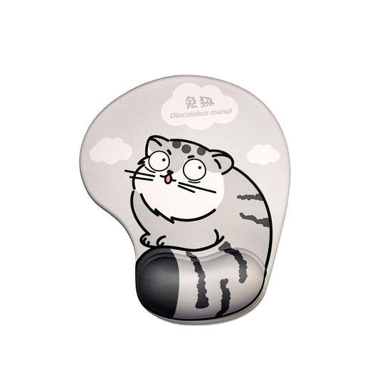 可爱卡通兔狲舒适鼠标垫 护腕 商务办公加厚大号桌垫 灰色 商品图5