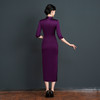 上海旗袍厂NBL-NC20254 紫色醋酸旗袍高贵年轻婚宴装婚宴喜宴喜婆婆参加婚礼礼服秋款 商品缩略图1