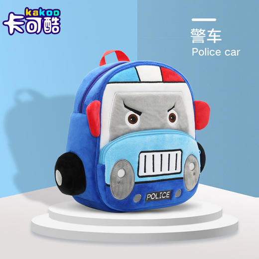【萌酷汽车款双肩包】毛绒卡通汽车2-4岁玩具儿童双肩包幼儿园书包大号中号 商品图13
