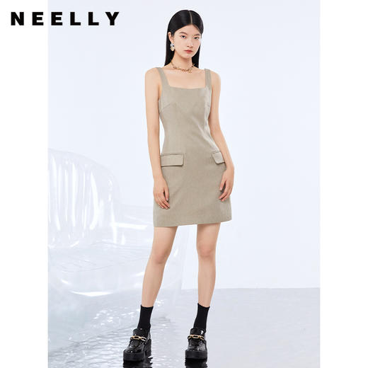 NEELLY纳俪时尚西装连衣裙套装中长款A字裙女+短款小外套时尚通勤N21081Z01127 商品图2