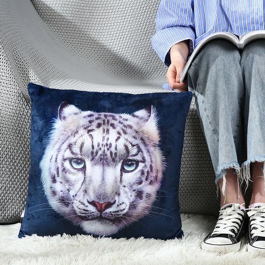 雪豹汽车靠枕pp棉沙发简约毛绒可拆洗抱枕护腰靠垫 商品图3
